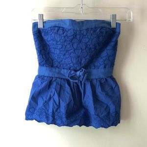 Hollister Strapless Peplum Cobalt Blue Top